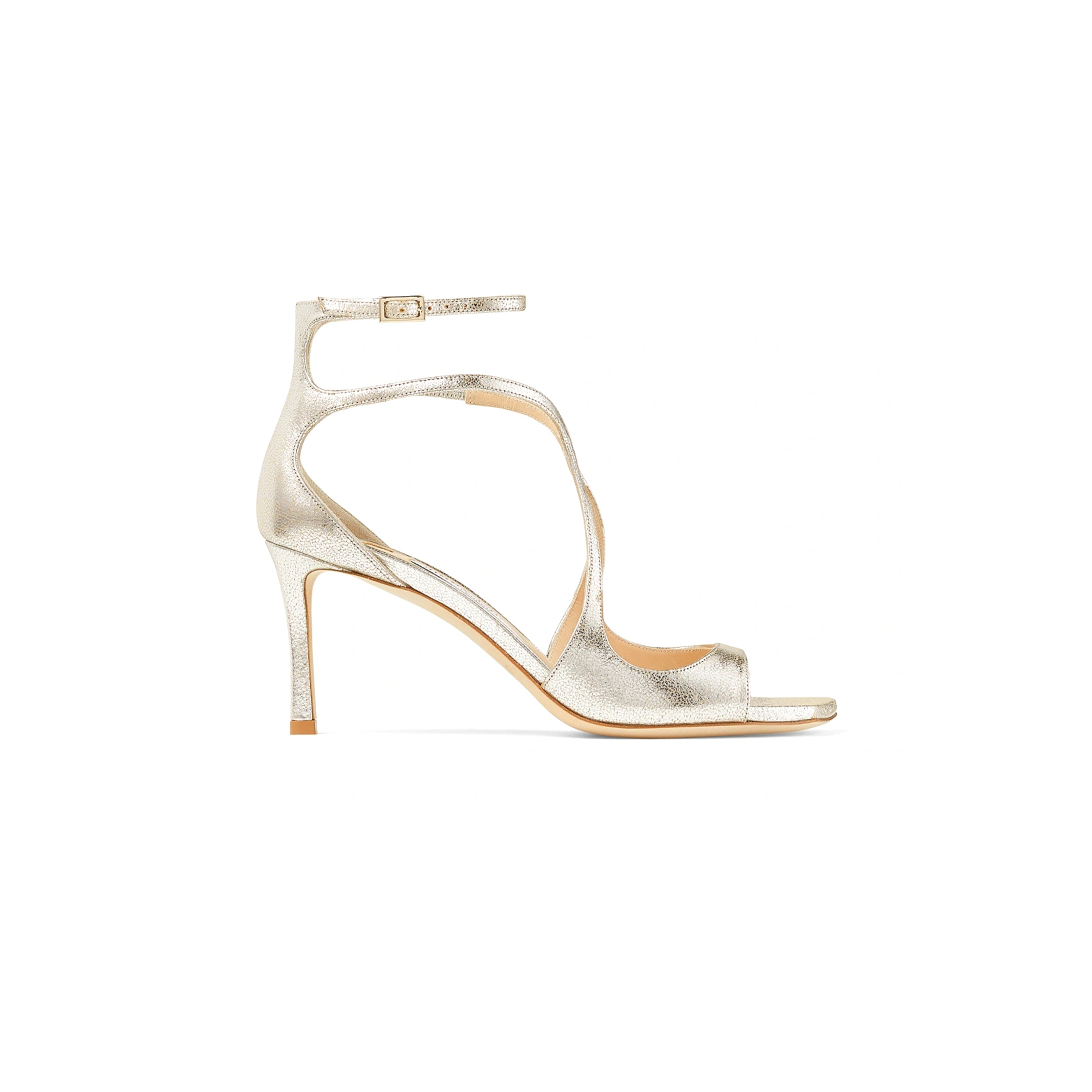 Ji*y Ch* azia 75 champagne glitter leather sandals azia75gle